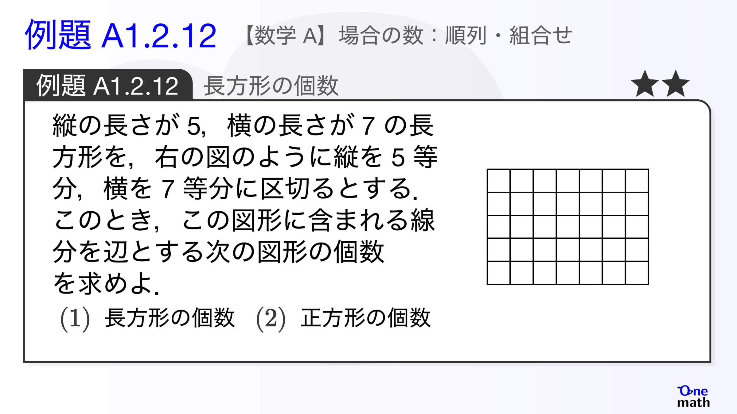 【数学A】例題1.2.12：長方形の個数（One More）
