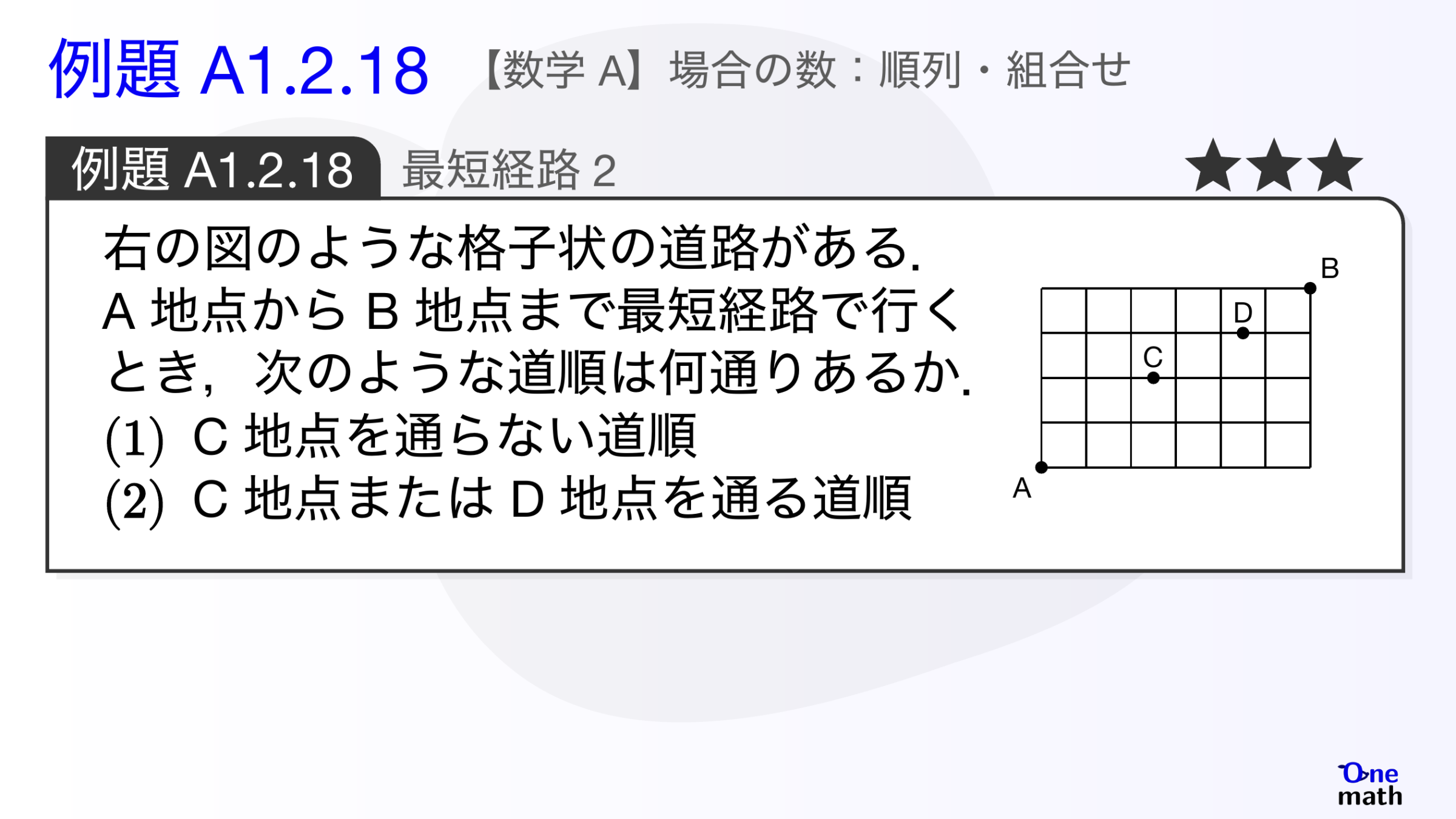 【数学A】例題1.2.18：最短経路2（One More）