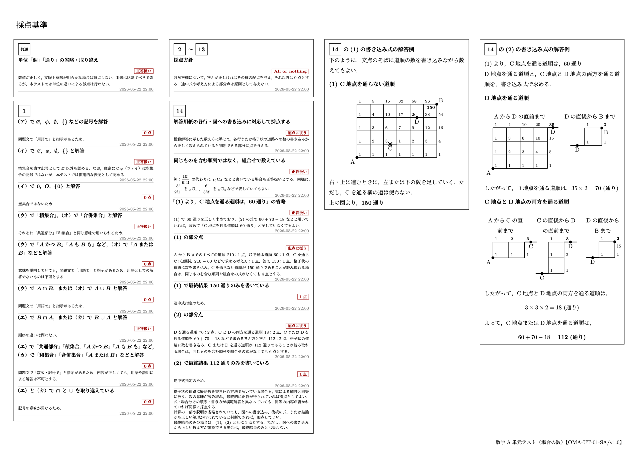 数学A 単元テスト(場合の数)2ページ目【OMA-UT-01-SA/v1.0】
