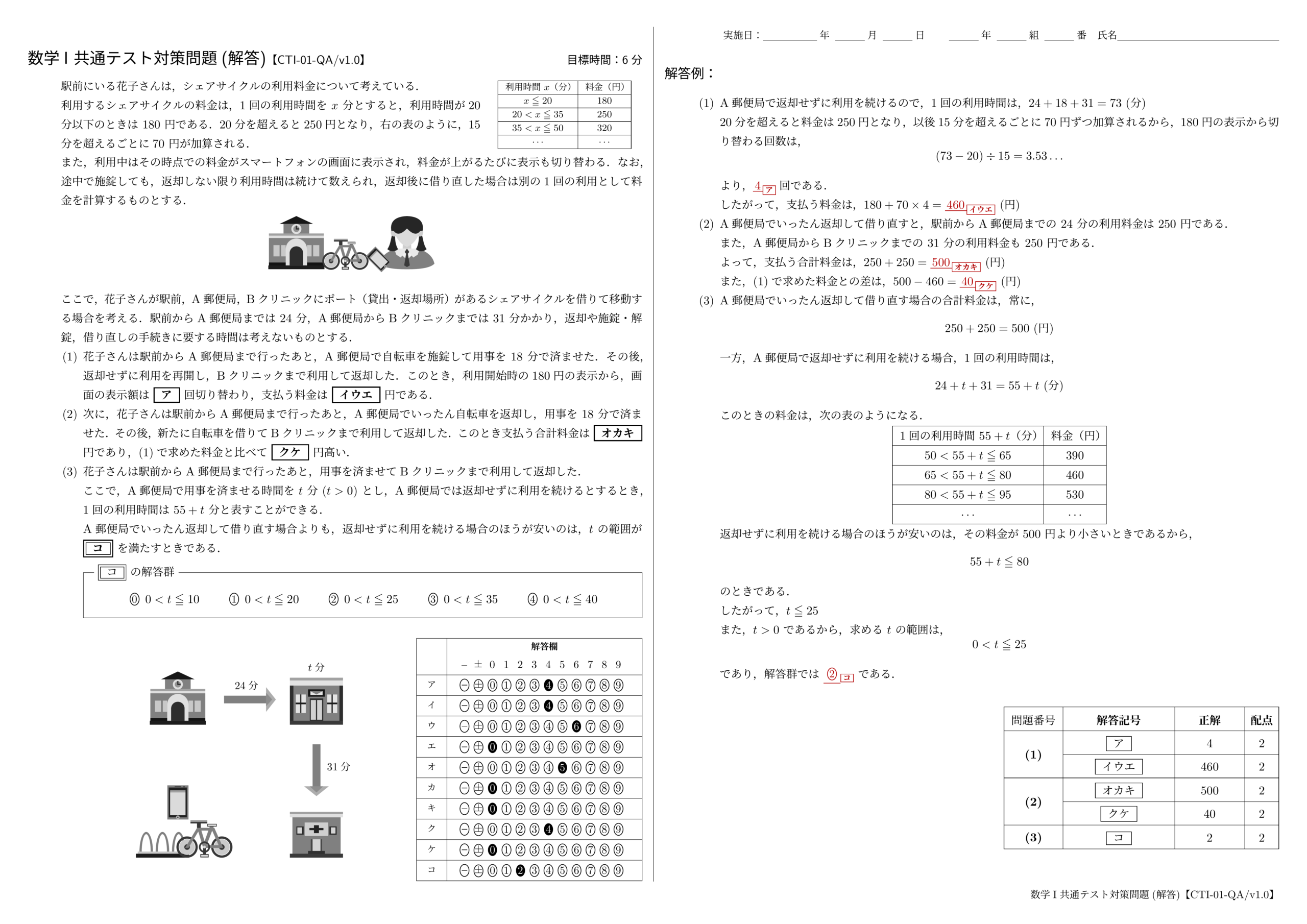数学I 共通テスト対策問題【CTI-01-QA/v1.0】